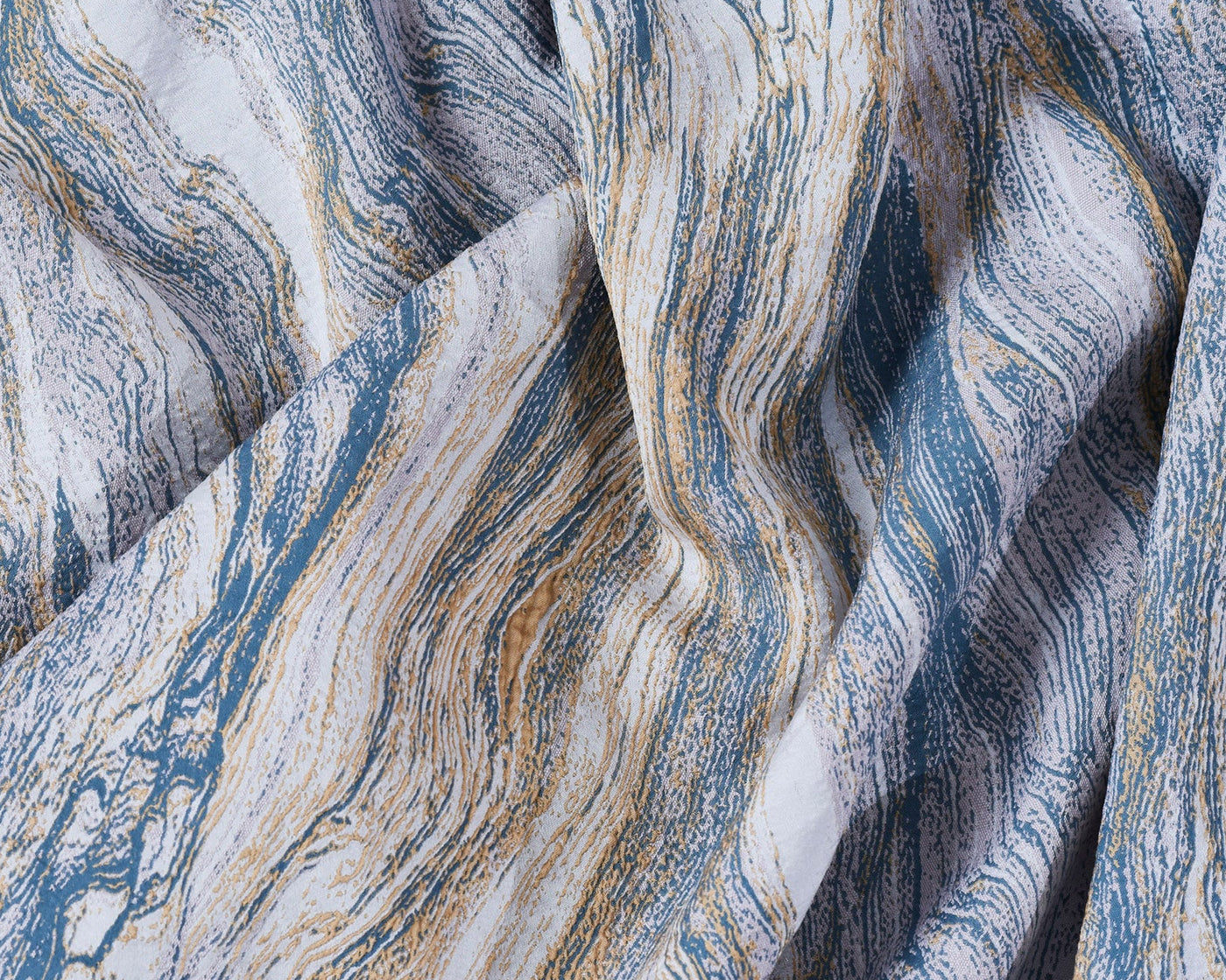 Close-up of a fabric with wavy, multicolored pattern