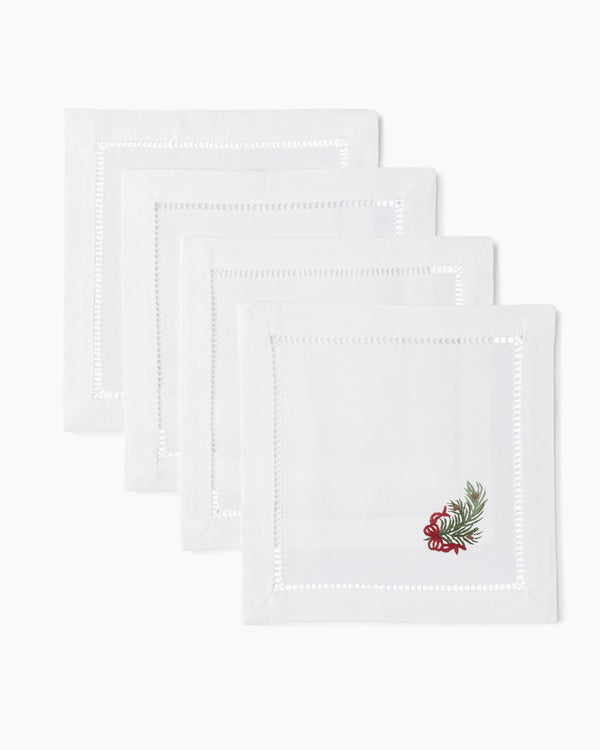 Photo of the Pine Bough Ribbon Cocktail Napkins ensemble.