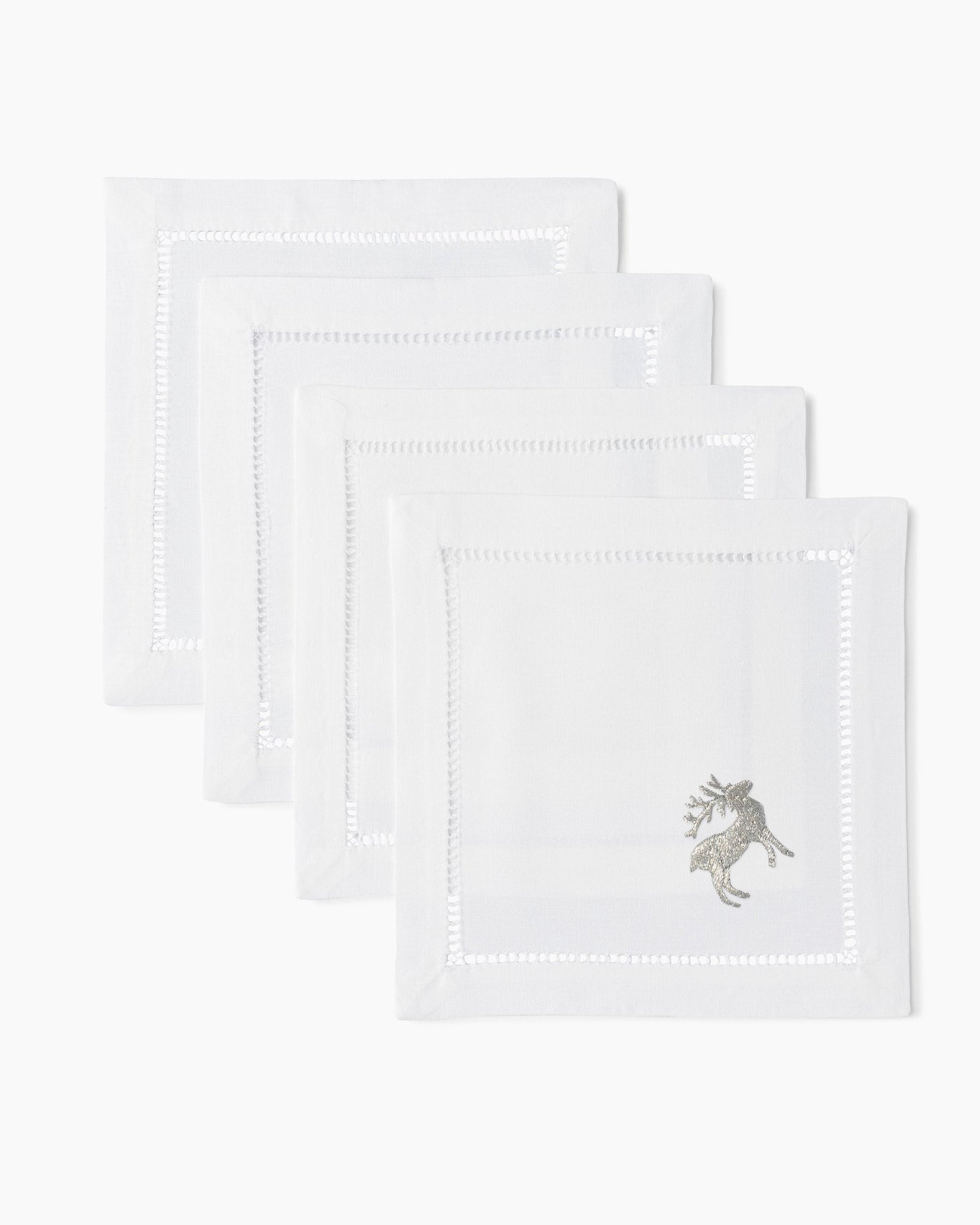 Reindeer Silver Cocktail Napkins