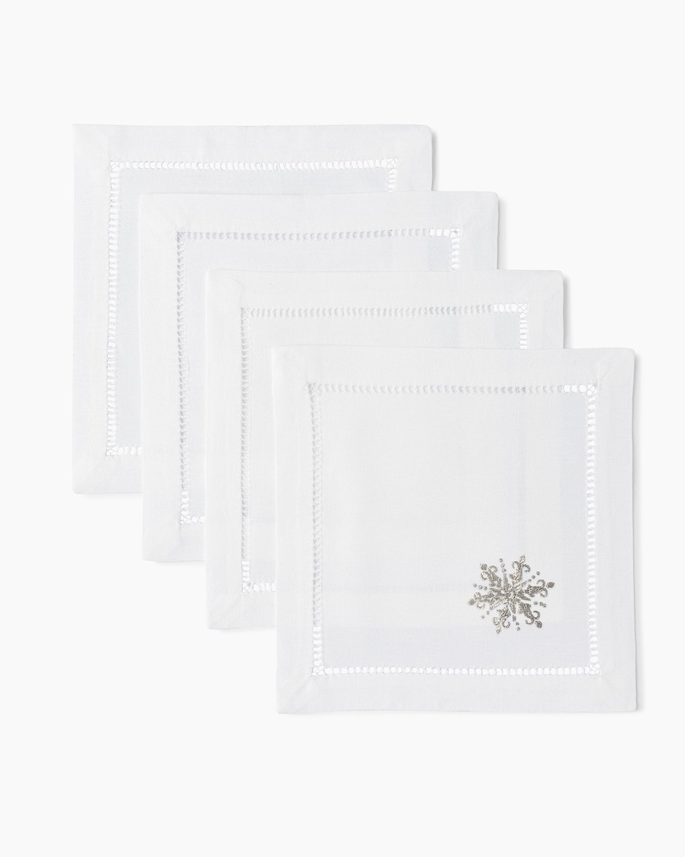 Snowflake Silver Cocktail Napkins