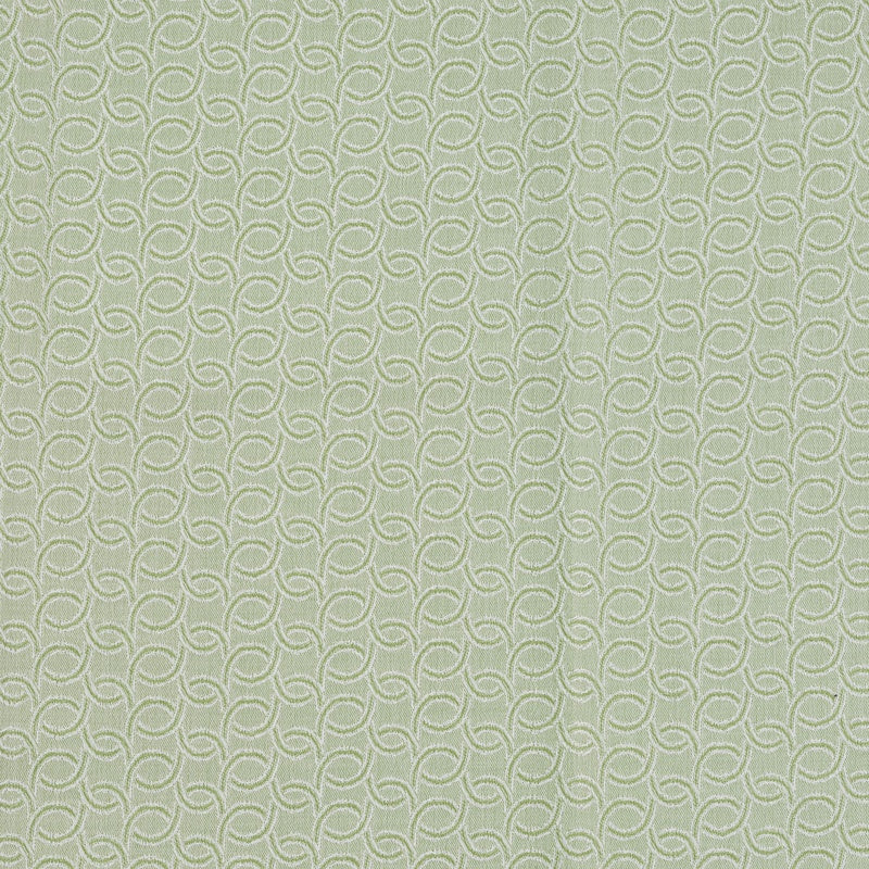 A pale green woven fabric with a repeating interlocking oval pattern, featuring Bijoux Pillowcase by Celso de Lemos available at Linen Society.