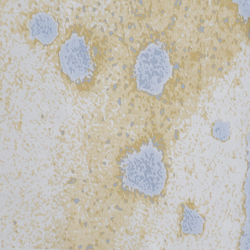 Abstract pattern with soft blue and gold shapes on a white background, featuring Callisto Pillowcase by Celso de Lemos available at Linen Society.