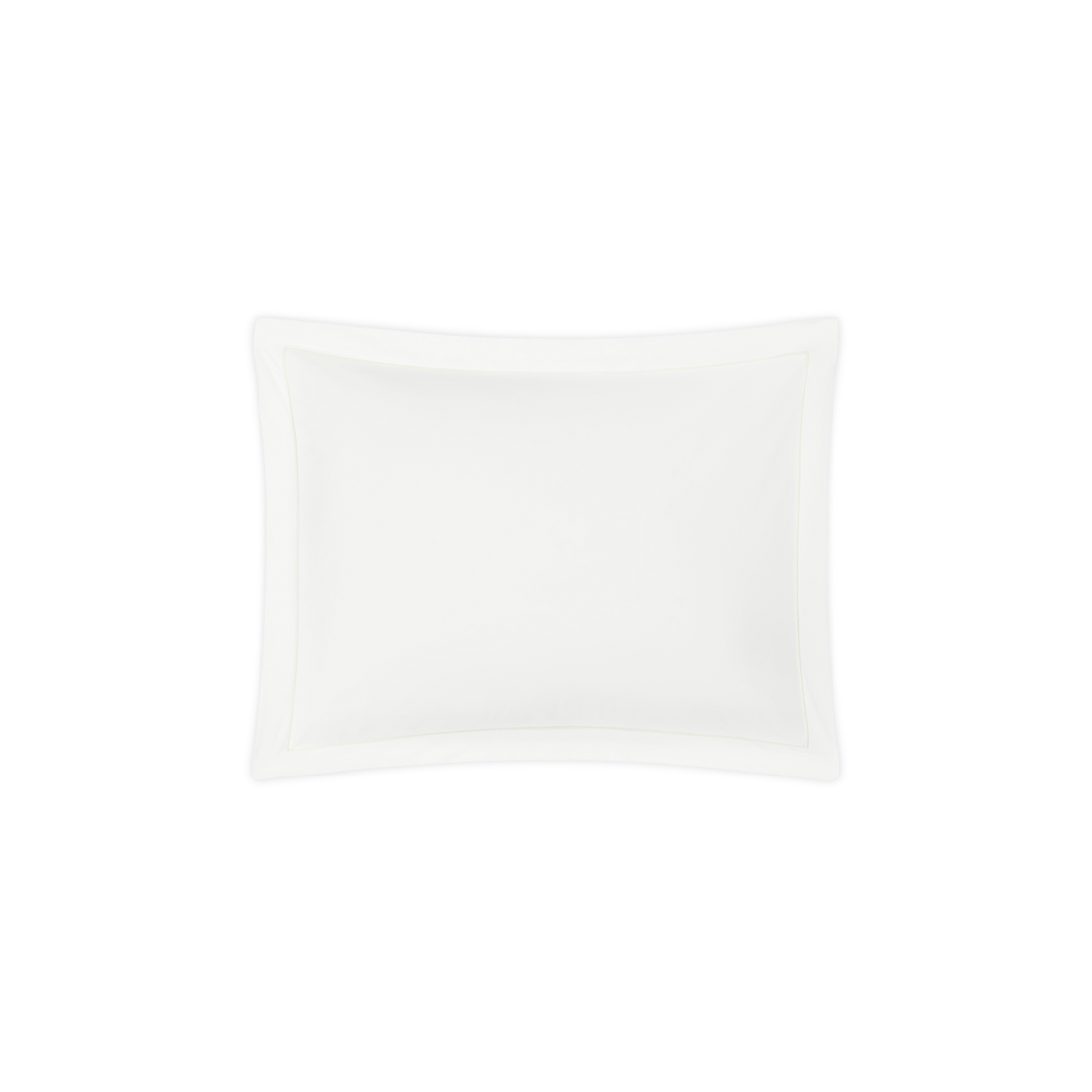 Matouk Ceylon ivory satin stitch cotton pillow sham with wide flange border.