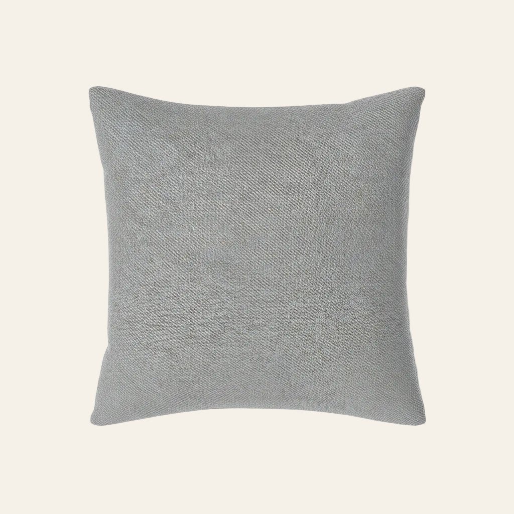 Ann Gish Chino pillow in silver grey with subtle diagonal twill weave texture.