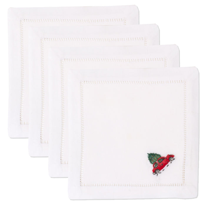 Photo of the Christmas Tree Car Cocktail Napkins ensemble.