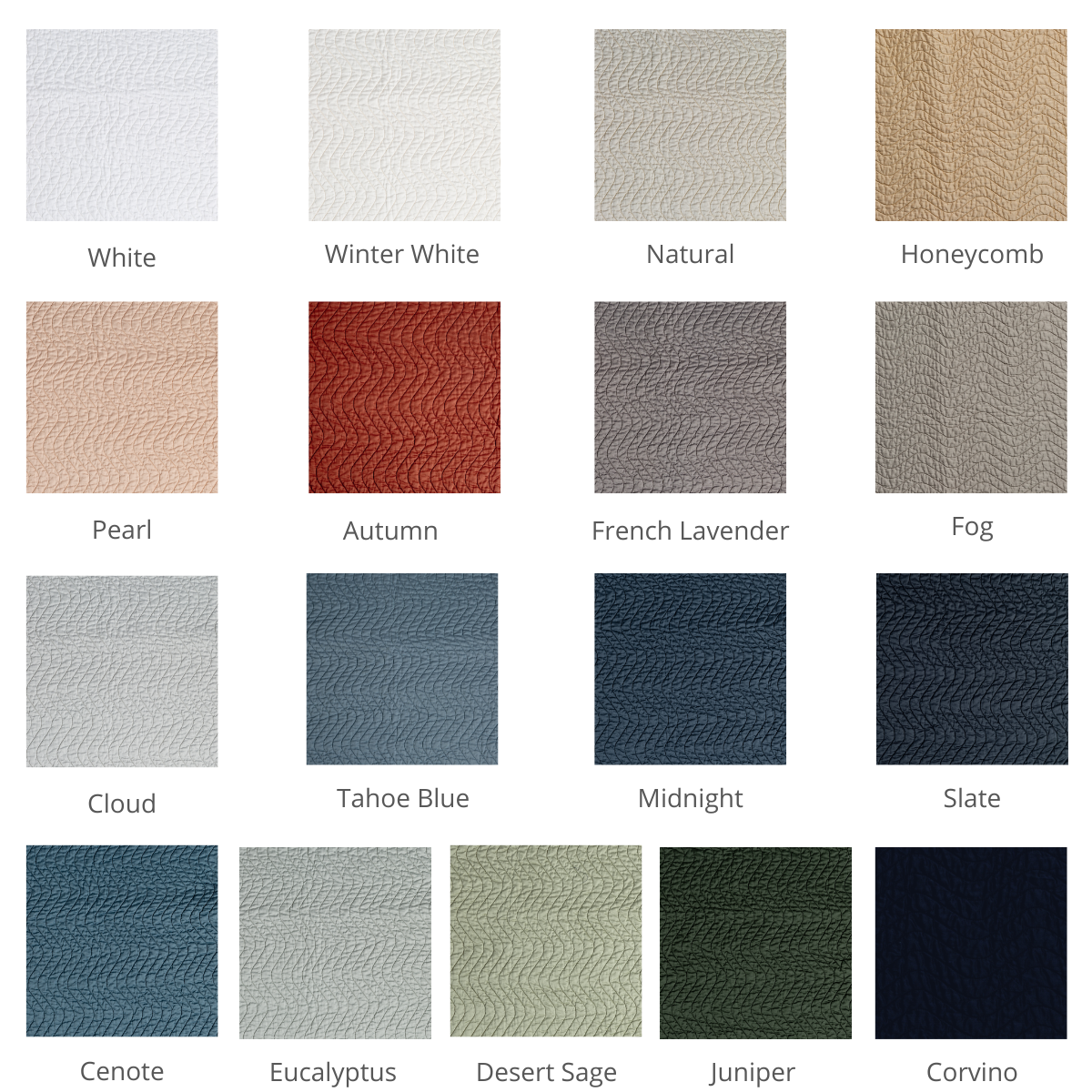 Bella Notte Cirillo blanket colorway grid showing all sixteen available colors.