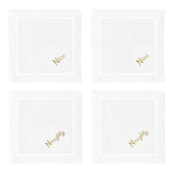 Photo of the Naughty & Nice Cocktail Napkins ensemble.