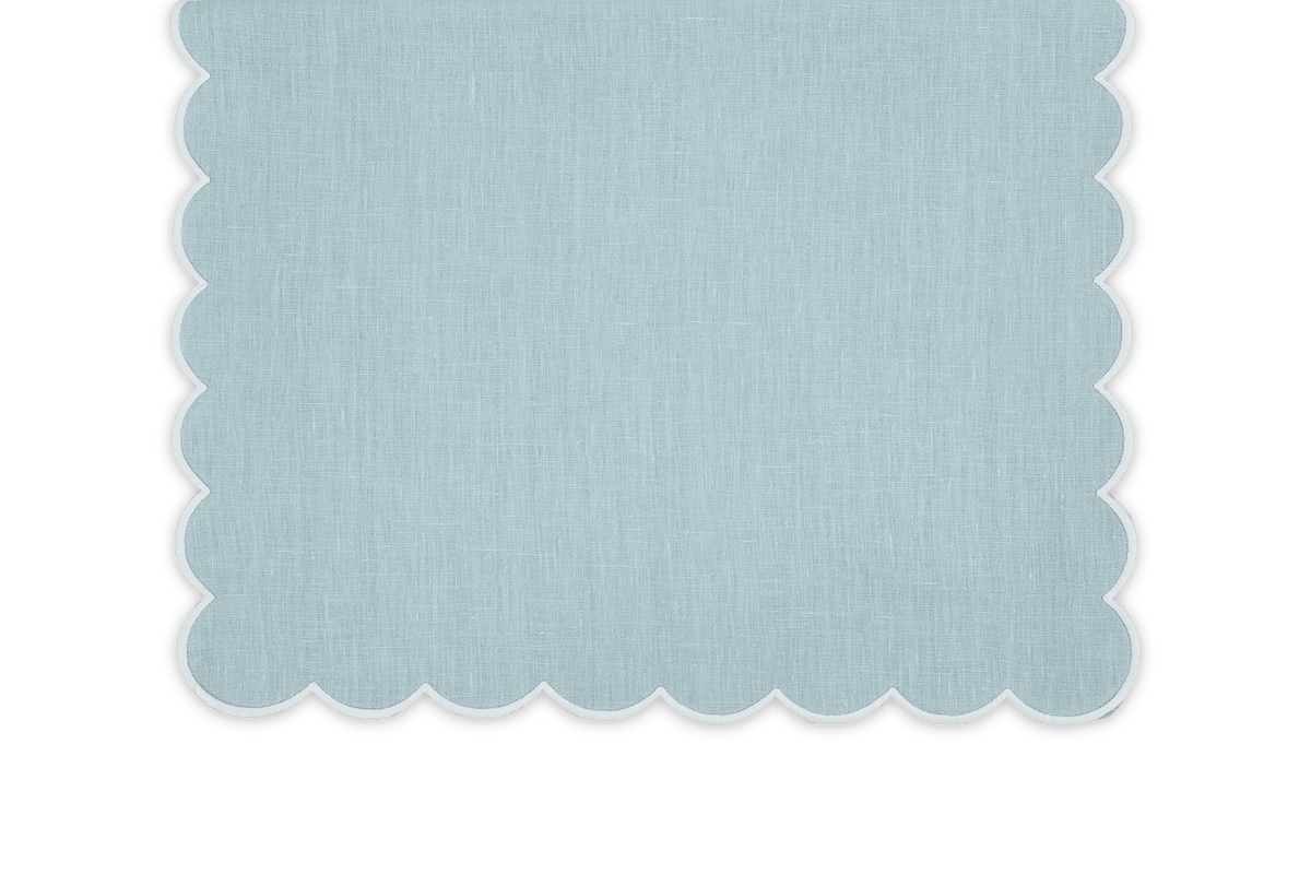 Dakota table runner in Sky & White