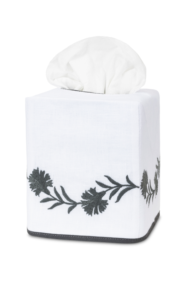 Photo of the Daphne | Embroidered Tissue Box Cover ensemble.
