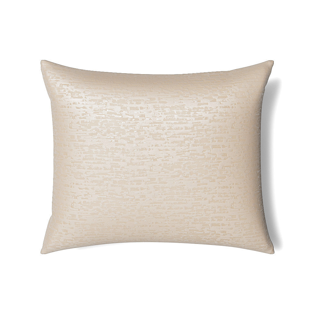 Ann Gish Delphi pillow in ivory with subtle geometric shimmer texture.