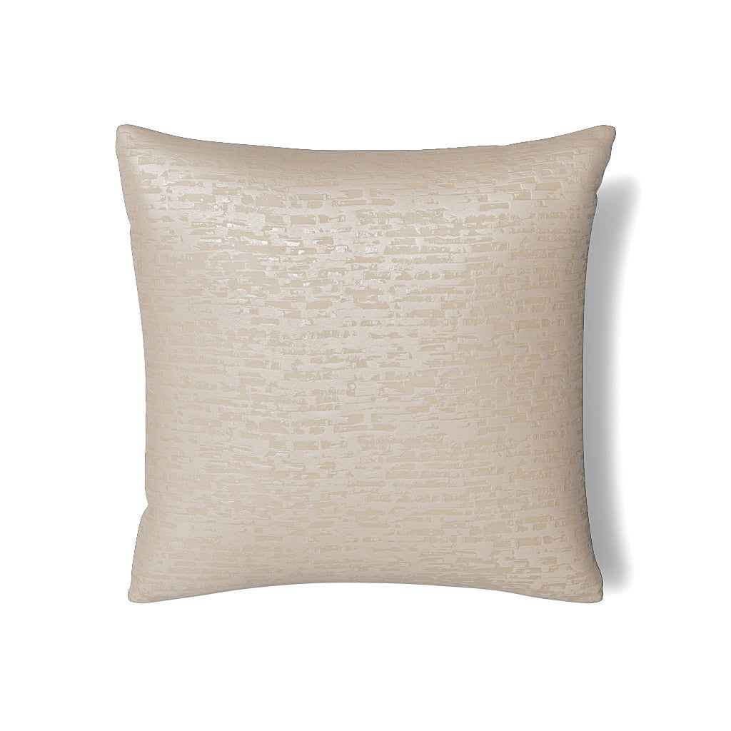 Close-up of Ann Gish Delphi sham in champagne with subtle mosaic shimmer texture.
