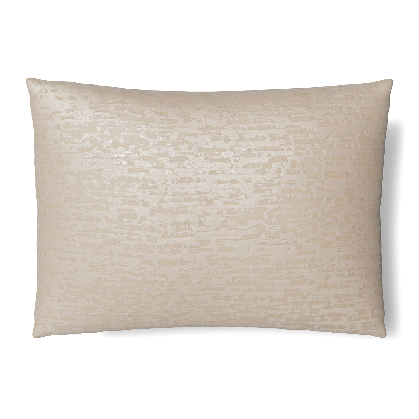 Ann Gish Delphi sham in champagne with shimmering rectangular jacquard texture.