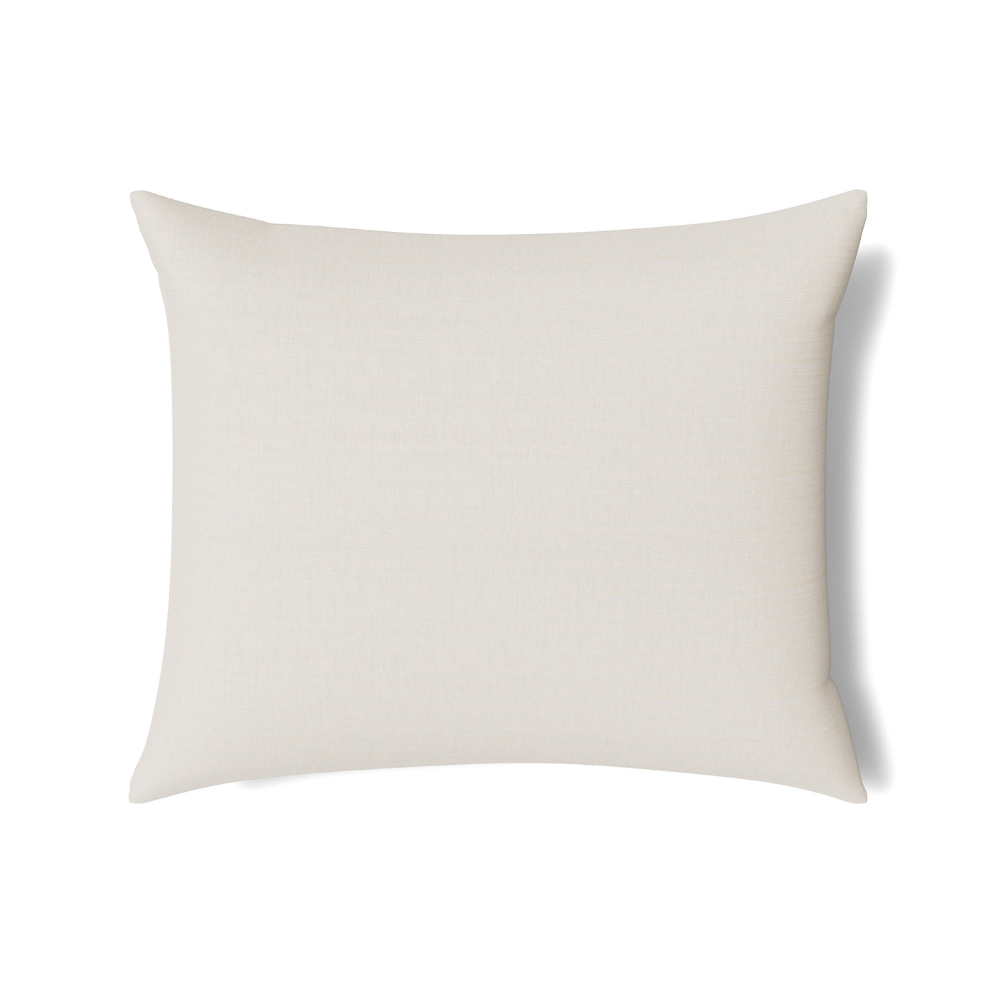 Reverse side of Ann Gish Doria pillow in ivory, showing plain woven fabric back.