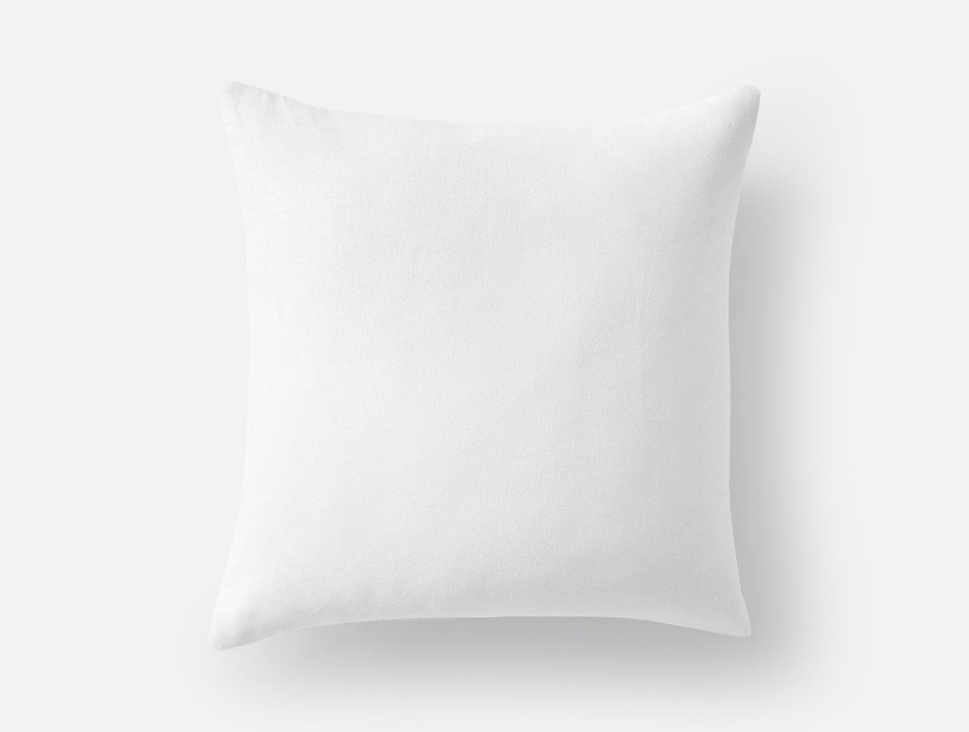 Coyuchi white feather/down pillow insert, square, shown upright against a light gray background.