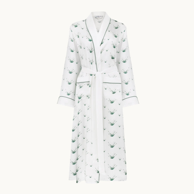 green and white dressing gown Lily Of The Valley Silk Large COLD-INTENTIONS