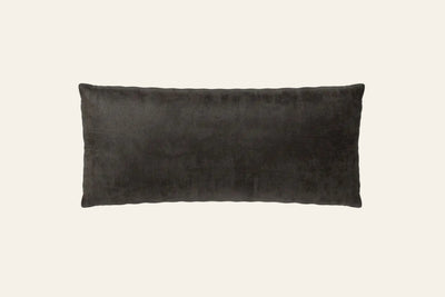 Ann Gish Duchess charcoal velvet reversible lumbar pillow, rectangular shape on neutral background.