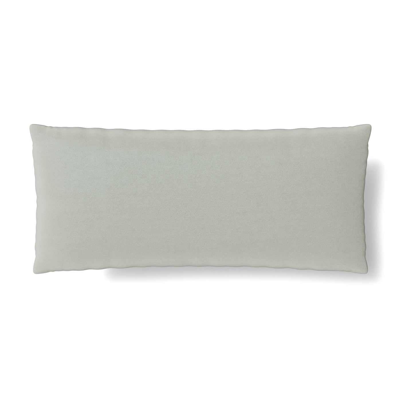 Reverse side of Ann Gish Duchess velvet pillow in sage green, plain view.