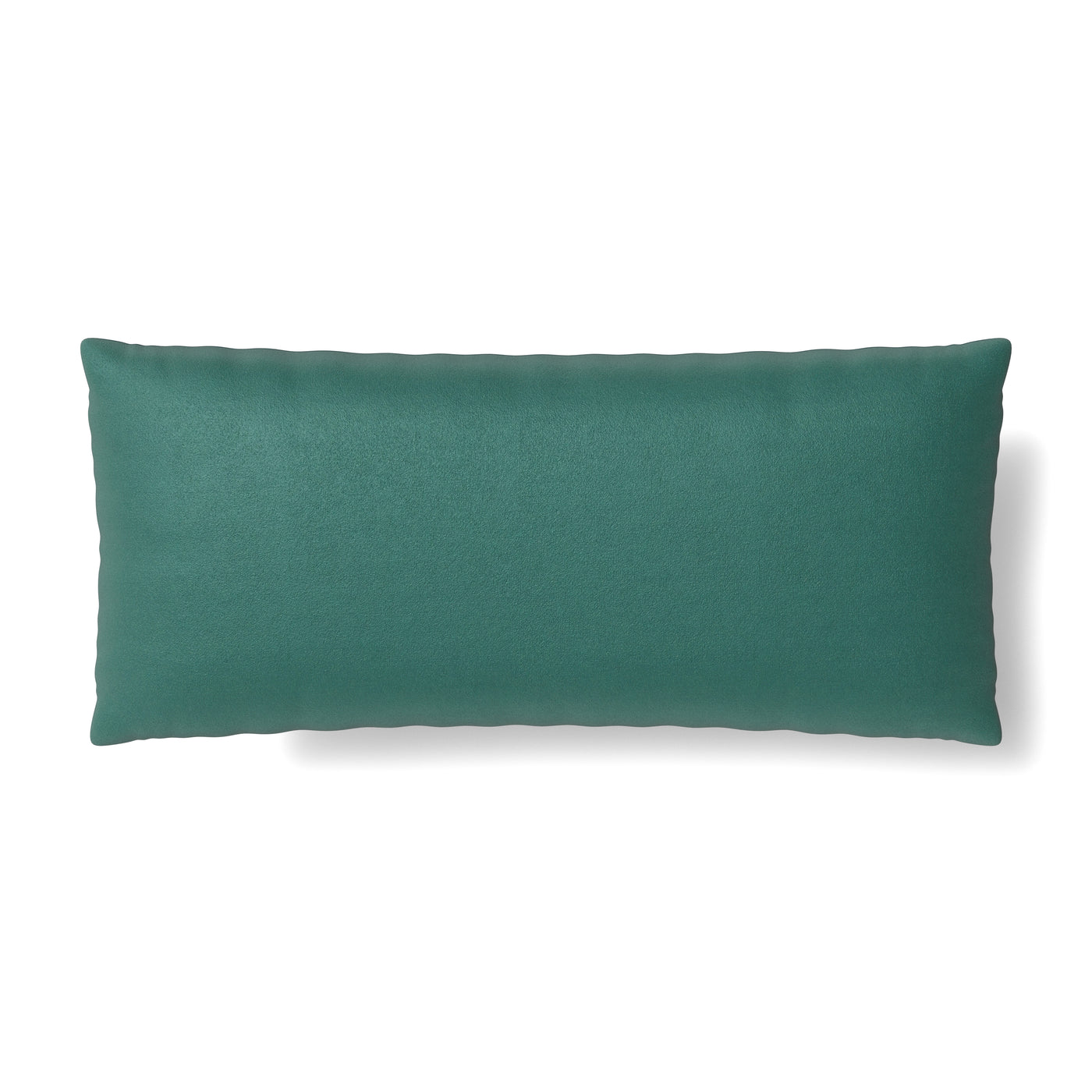 Ann Gish Duchess lumbar pillow in teal velvet, plain reverse side shown.