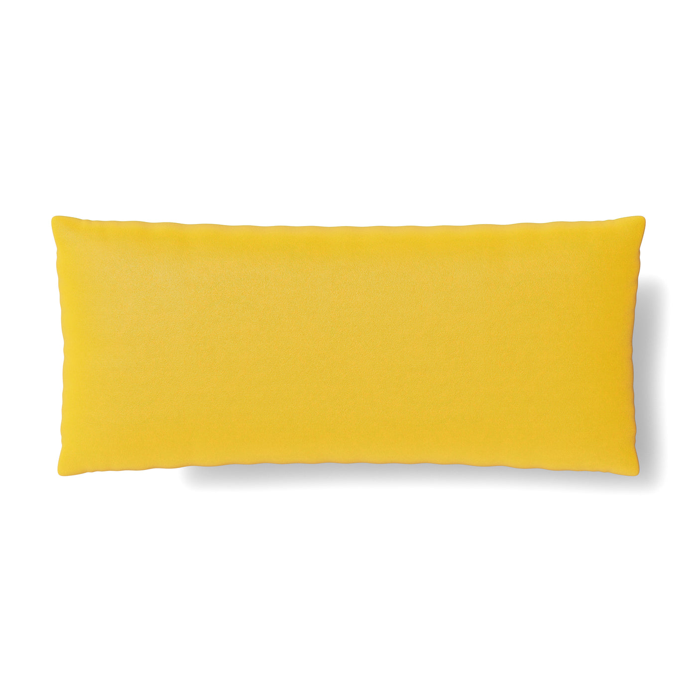 Ann Gish Duchess velvet reversible pillow in golden yellow, rectangular lumbar shape.