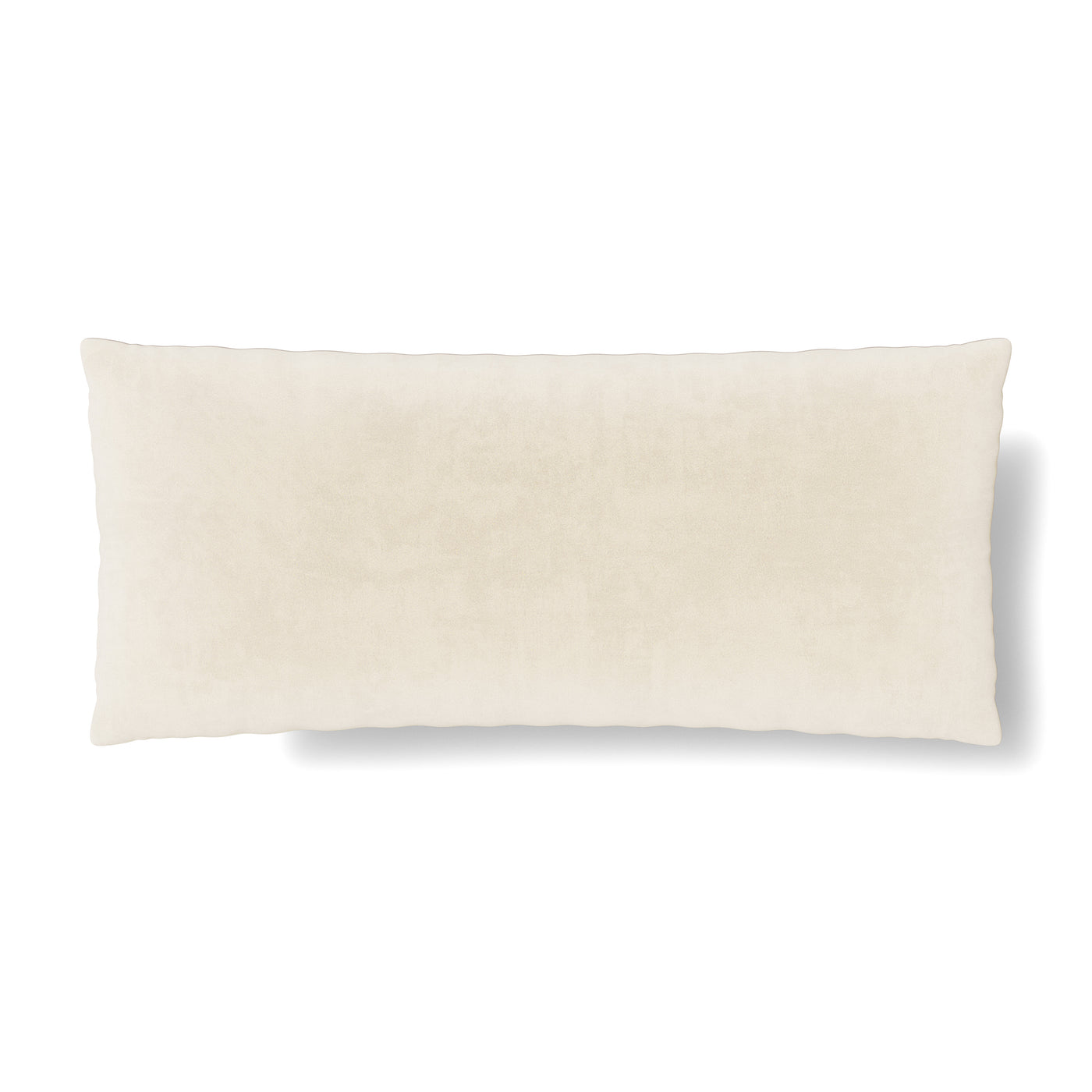 Ann Gish Duchess lumbar pillow in ivory velvet, front view on white background.