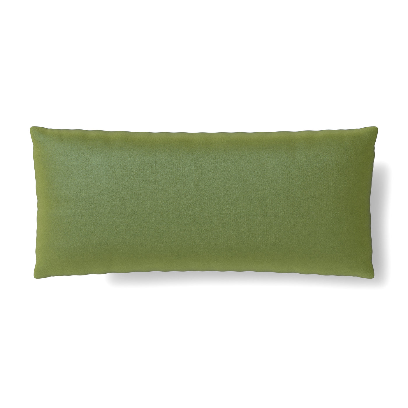 Ann Gish Duchess lumbar pillow in olive green velvet, shown against white background.