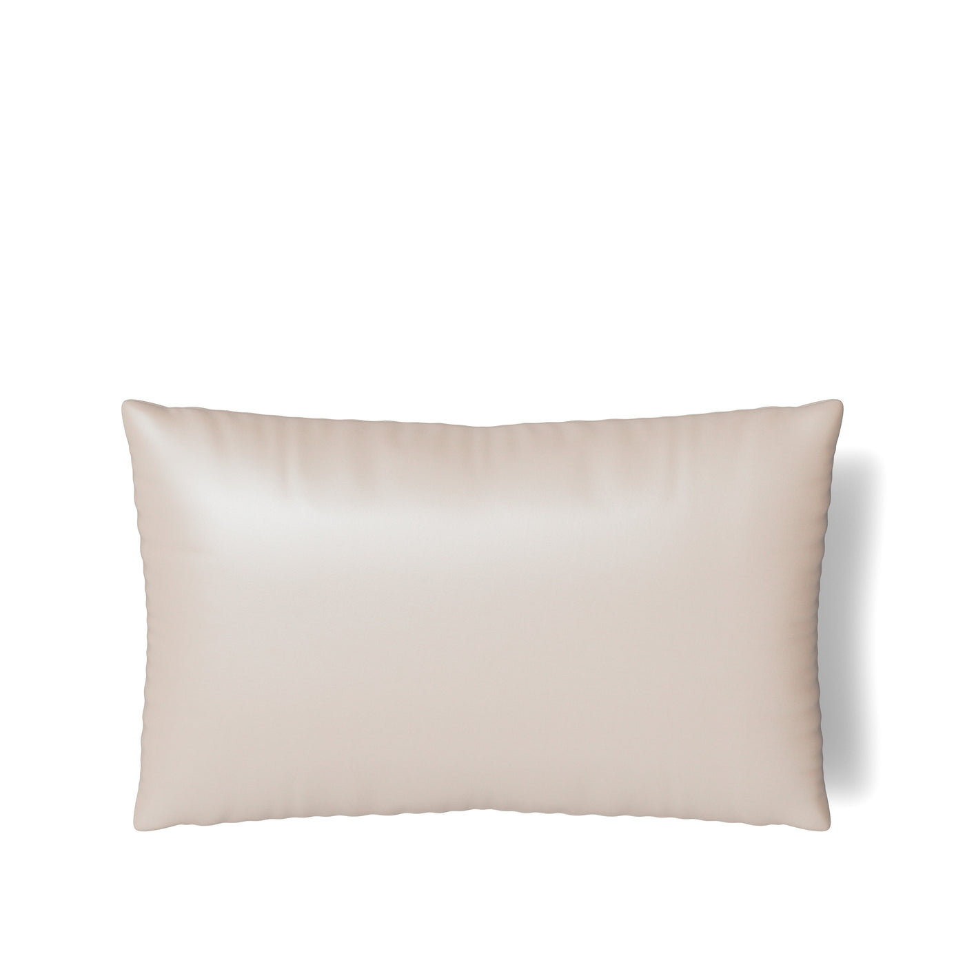 Ann Gish Duchess pillow in champagne, smooth satin sheen, rectangular shape on white background.