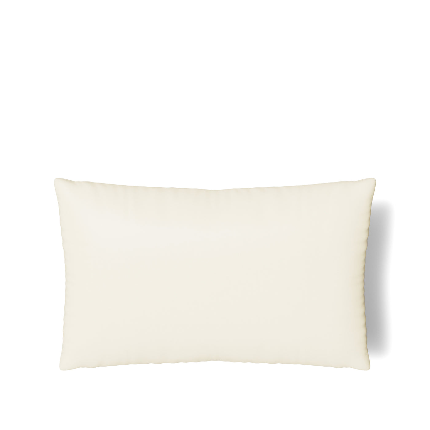 Ann Gish Duchess pillow in ivory, back view showing smooth fabric and plump fill.