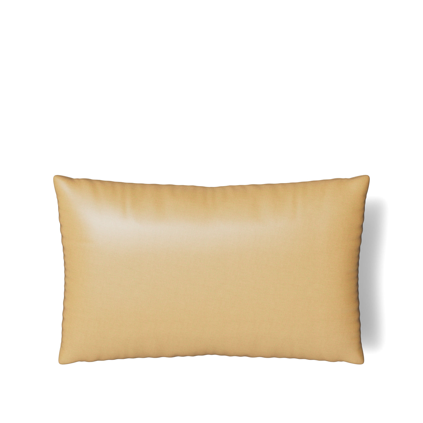Reverse side of Ann Gish Duchess pillow in honey gold, smooth satin finish.