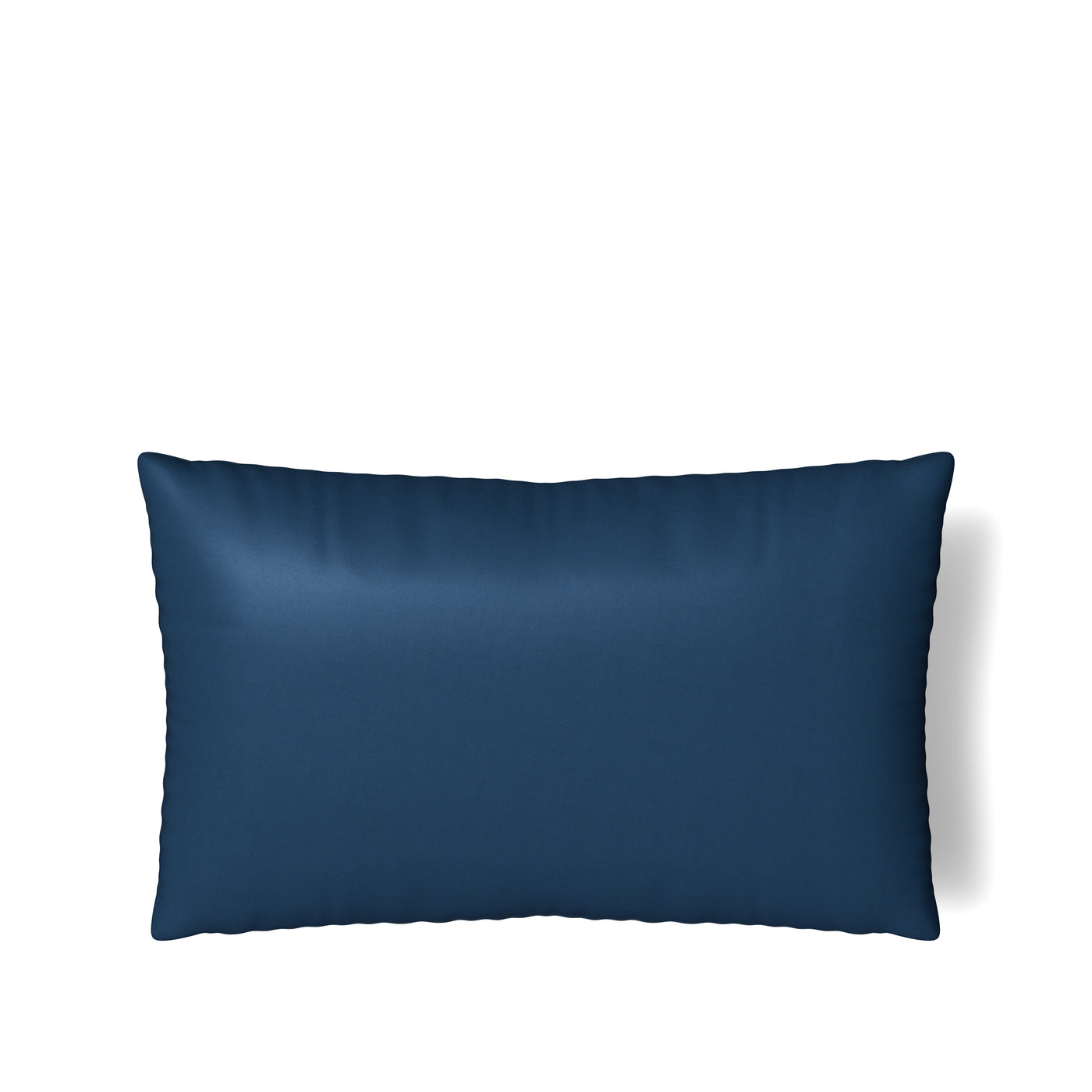 Navy blue Ann Gish Duchess pillow, rectangular lumbar shape against white background.