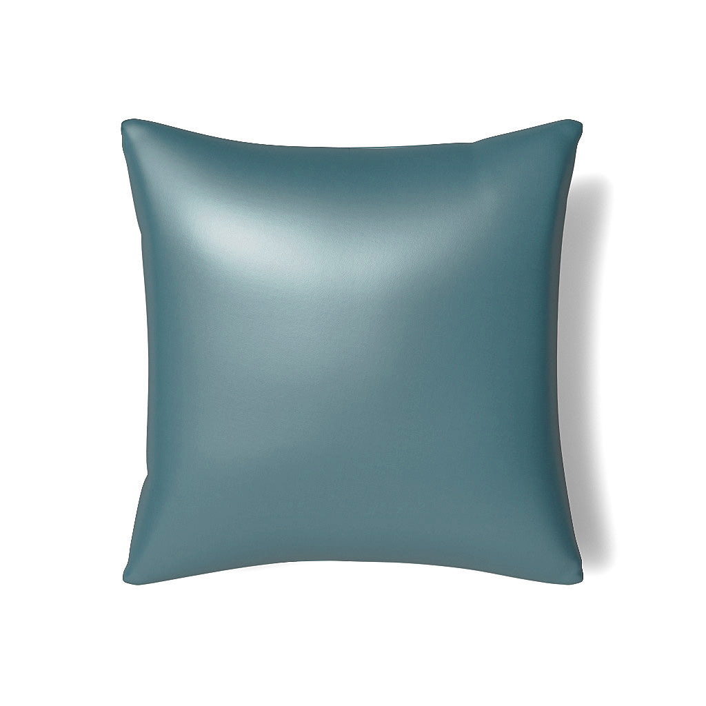 Ann Gish Duchess pillow in teal, smooth satin sheen, plain front view on white background.