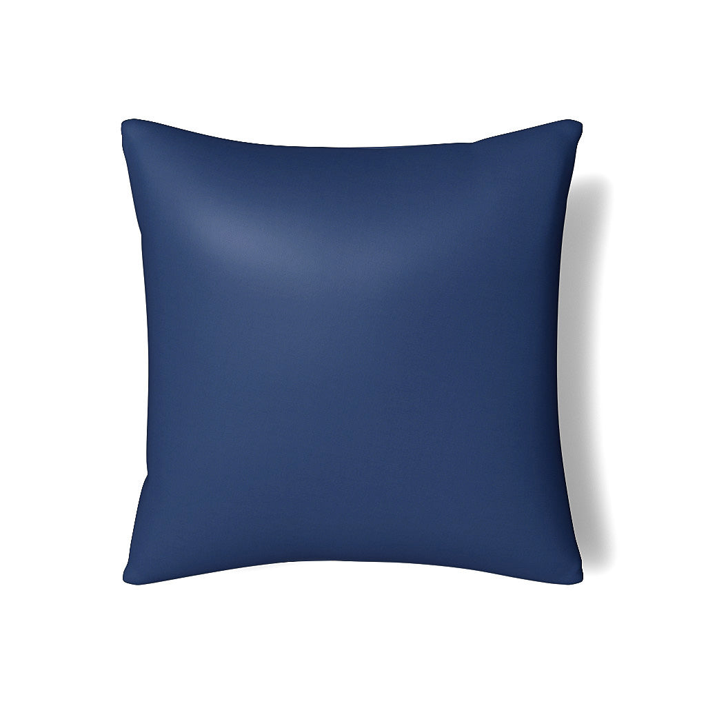 Ann Gish Duchess pillow in navy, smooth solid front view on white background.