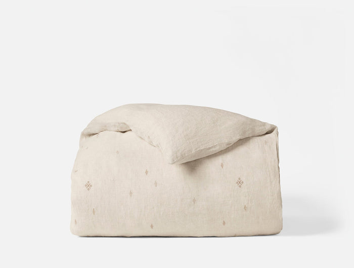 Photo of the Cambria Embroidered Linen | Duvet Cover ensemble.
