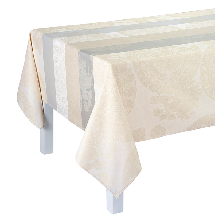 Photo of the Fleurs Gourmandes | Coated Tablecloth ensemble.