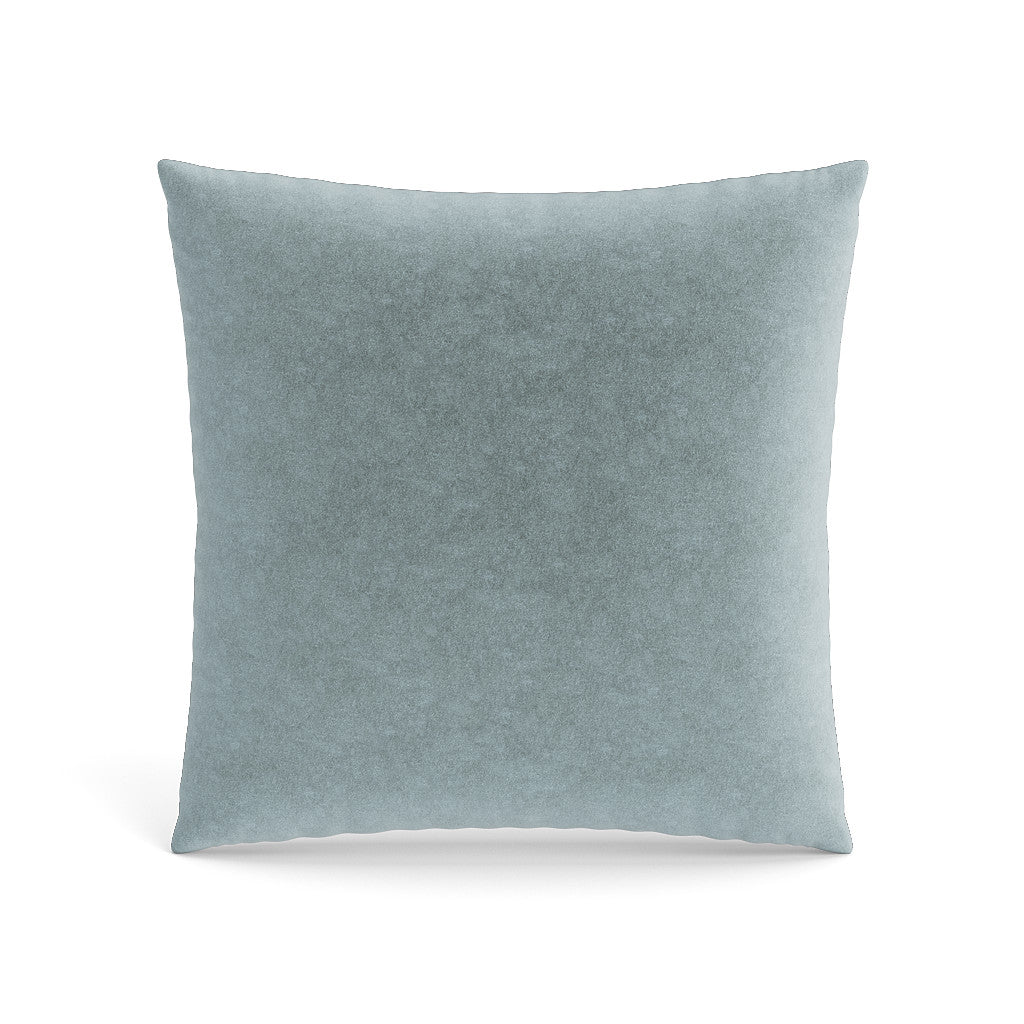 Ann Gish Fresco Velvet pillow in mist blue, soft brushed velvet texture on white background.