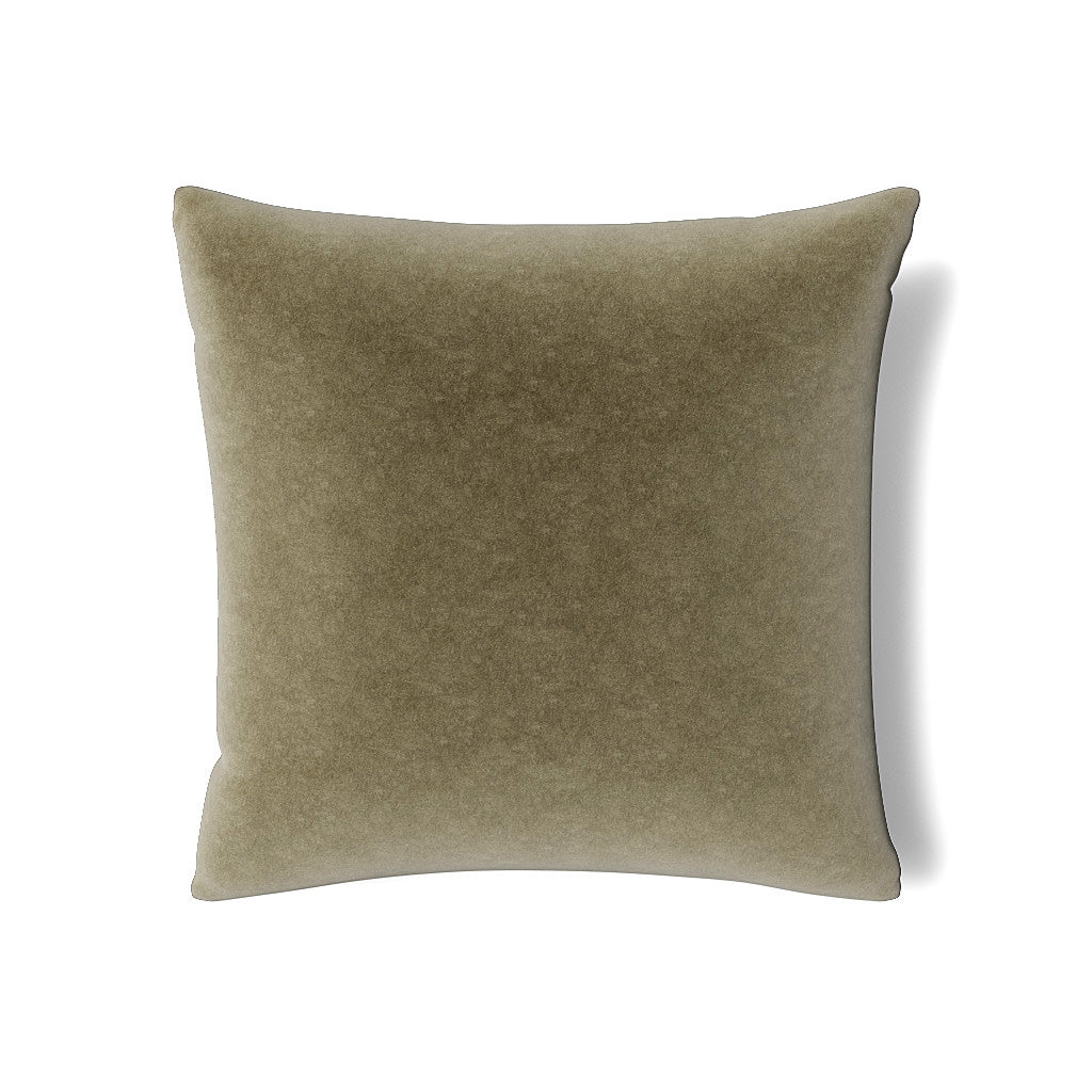 Ann Gish Fresco Velvet sham in sage, soft velvet texture, square format on white background.
