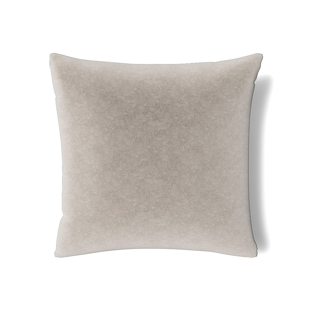 Close-up of Ann Gish Fresco Velvet sham in warm stone, showing soft brushed velvet texture.