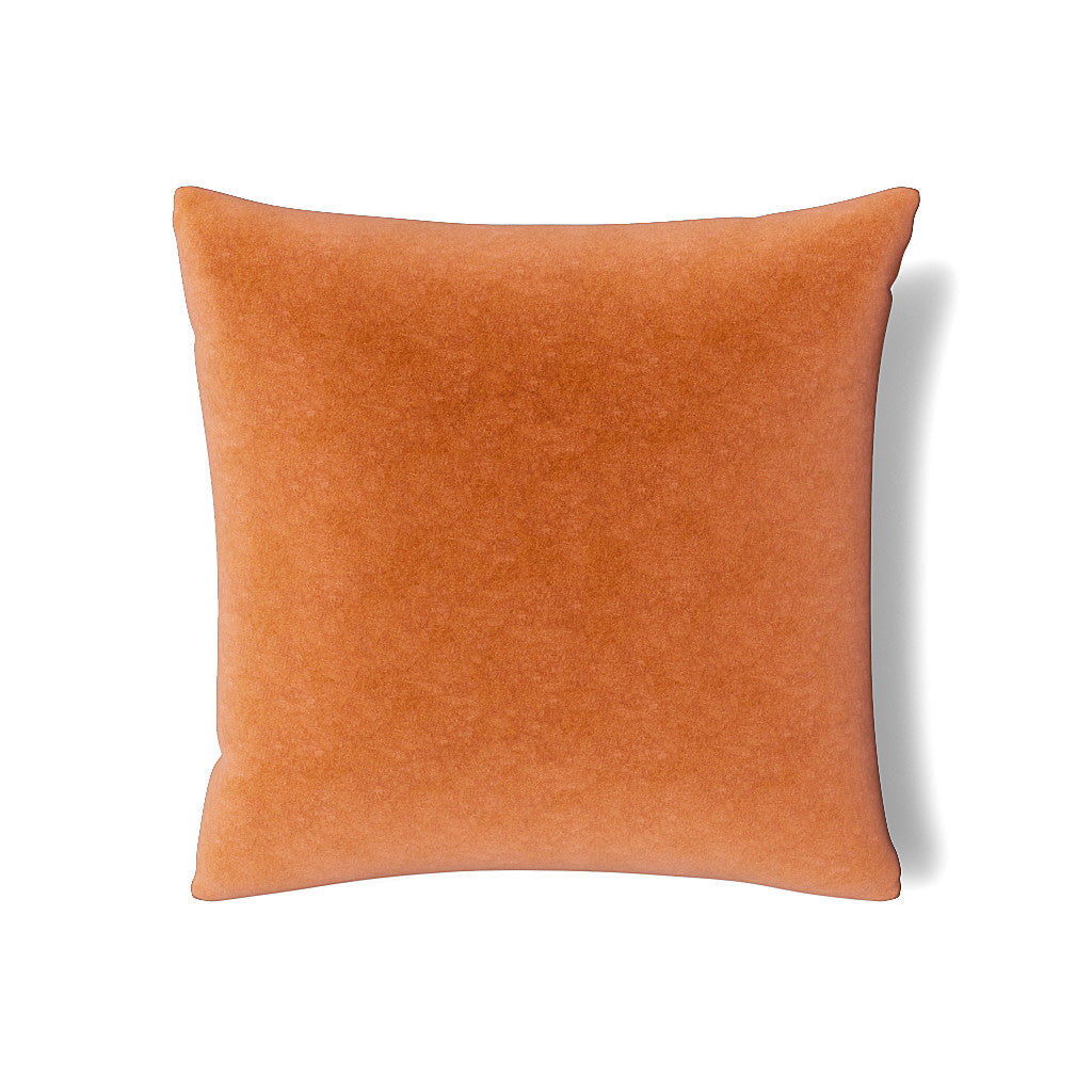 Close-up of Ann Gish Fresco Velvet sham in terracotta, showing plush velvet texture.