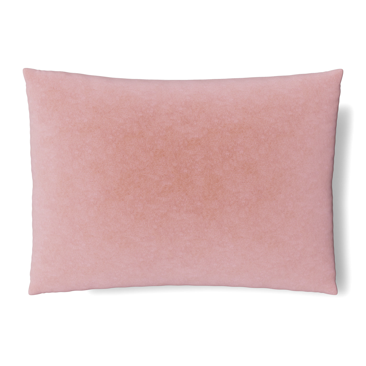 Blush velvet sham with soft matte texture, styled flat against white background.