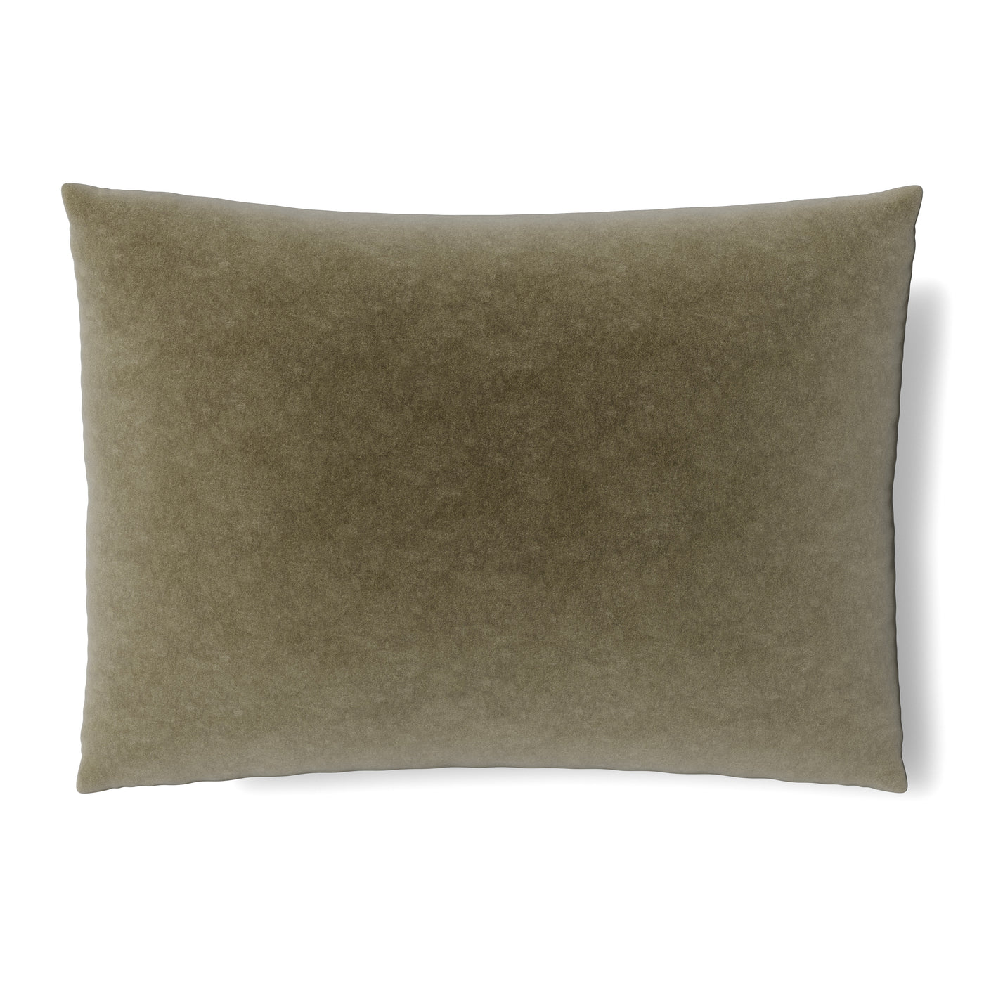 Sage green velvet sham, close-up showing subtle texture and matte finish.