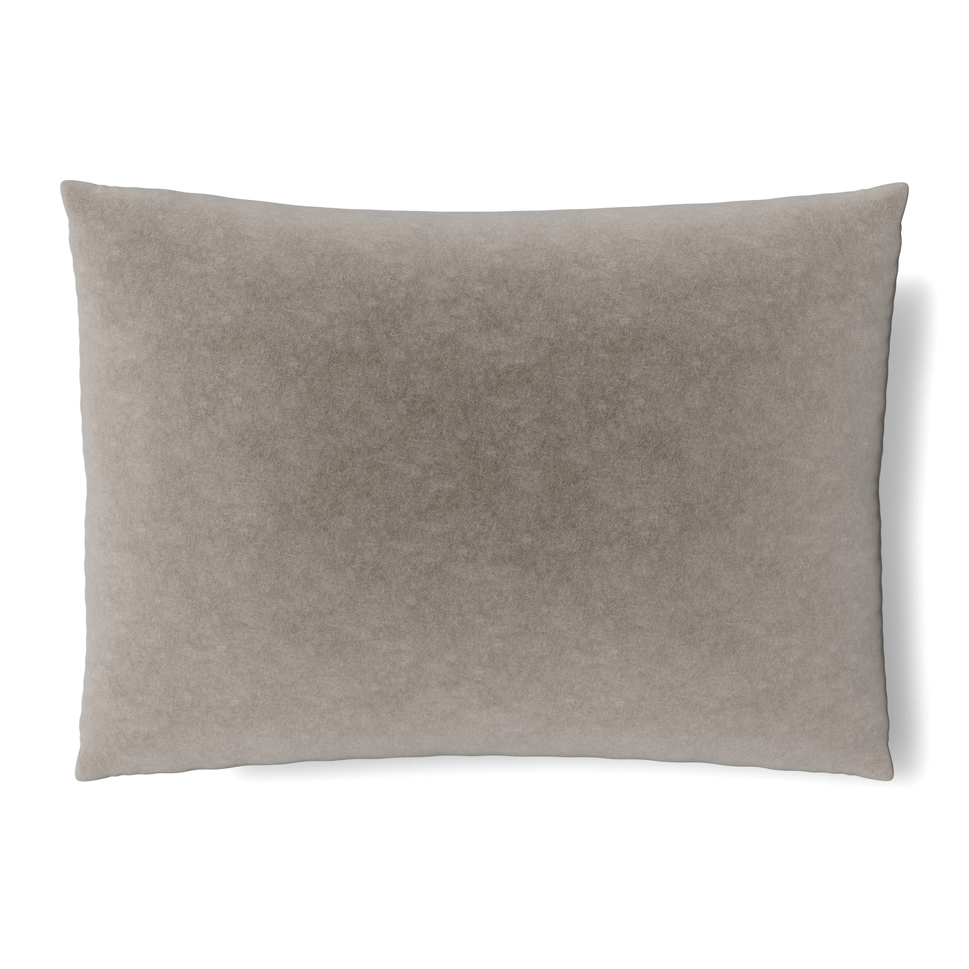 Reverse side of Ann Gish Fresco Velvet sham in taupe, plain smooth panel.