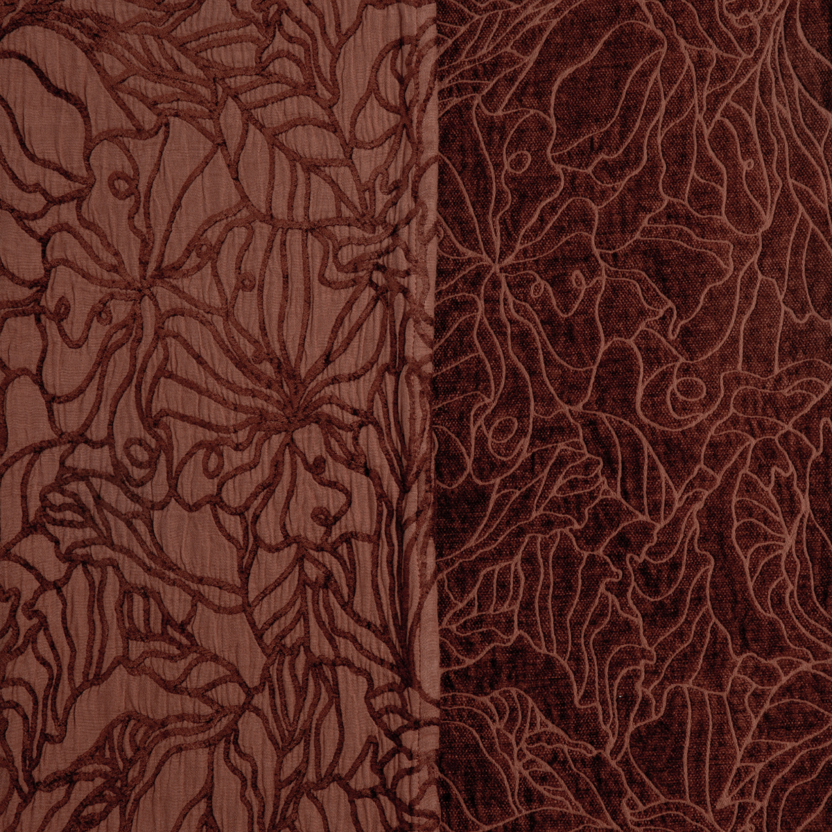 Close-up of Bella Notte Georgia sham in Autumn, showing floral embroidery texture in two tonal variations.