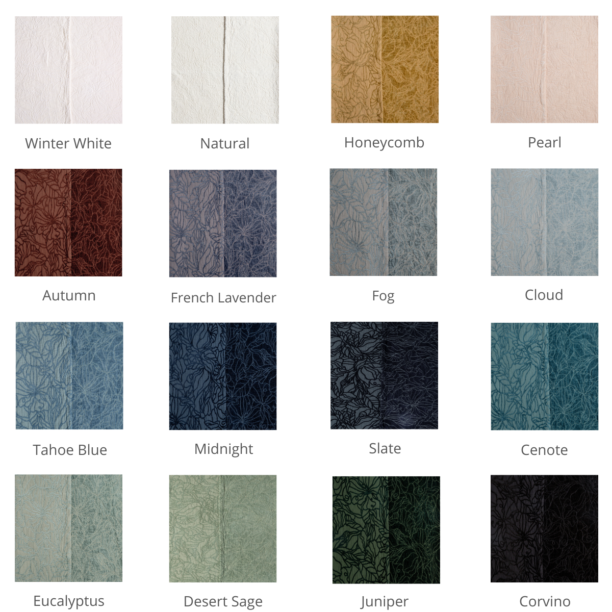 Bella Notte Georgia blanket colorway grid showing all sixteen available color options.
