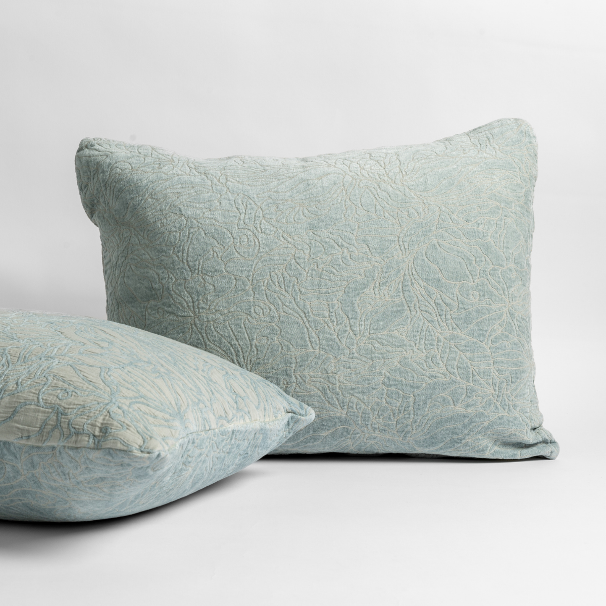 Bella Notte Georgia shams in Cloud, showing quilted texture detail on two stacked pillows.