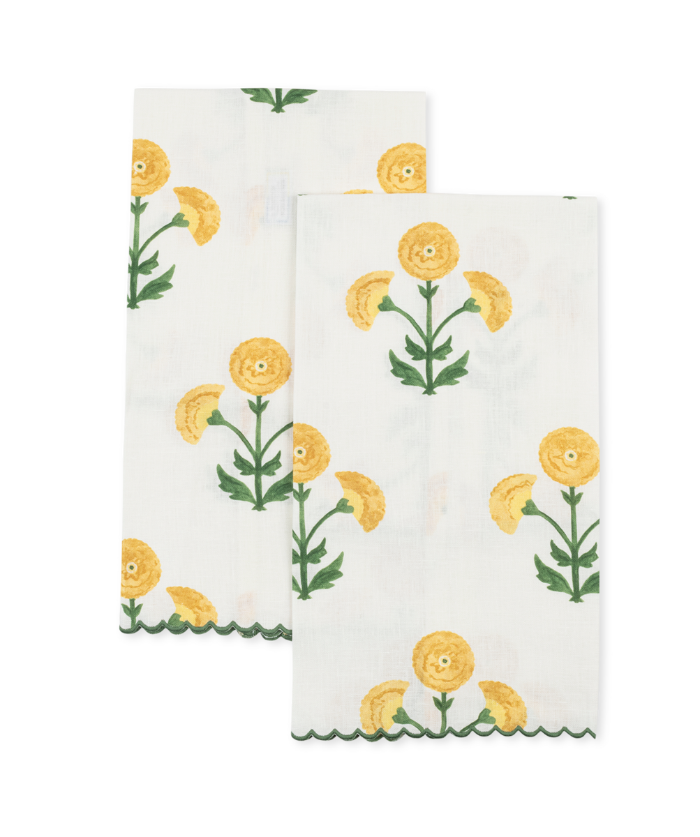Gisele | Printed Linen Guest Towel Set