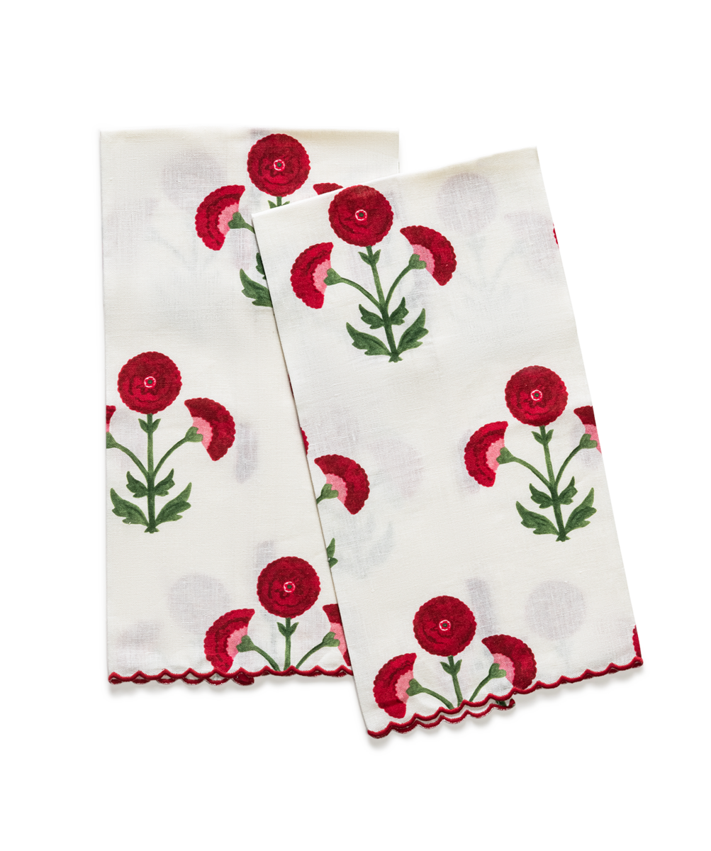 Gisele | Printed Linen Guest Towel Set