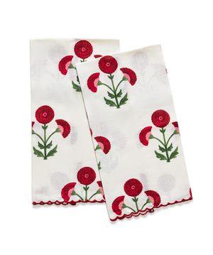 Photo of the Gisele | Printed Linen Guest Towel Set ensemble.