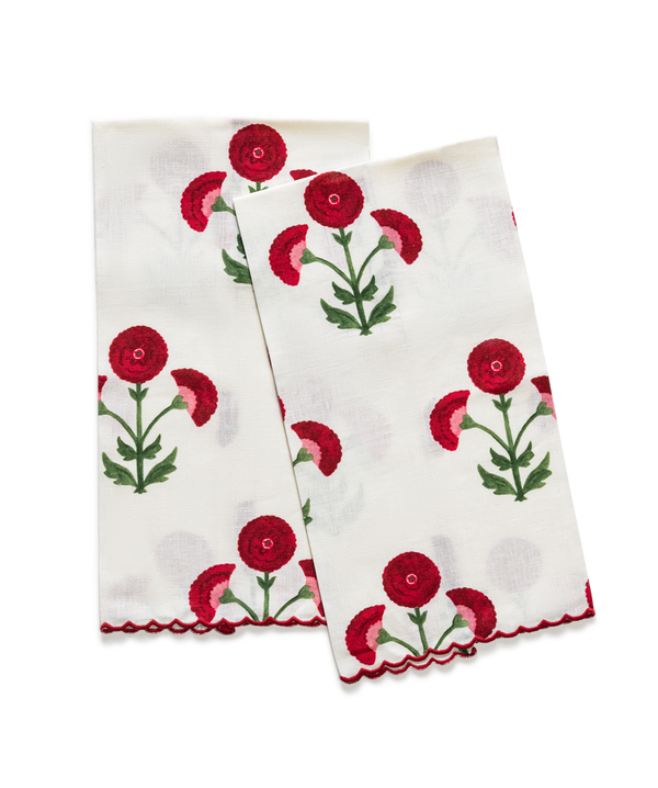 Photo of the Gisele | Printed Linen Guest Towel Set ensemble.