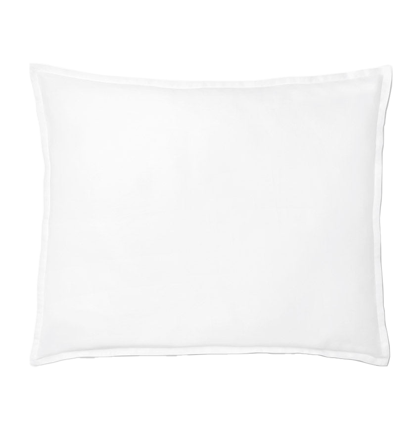 Sferra Giza 45 Corto percale sham in white with a tailored flange border.