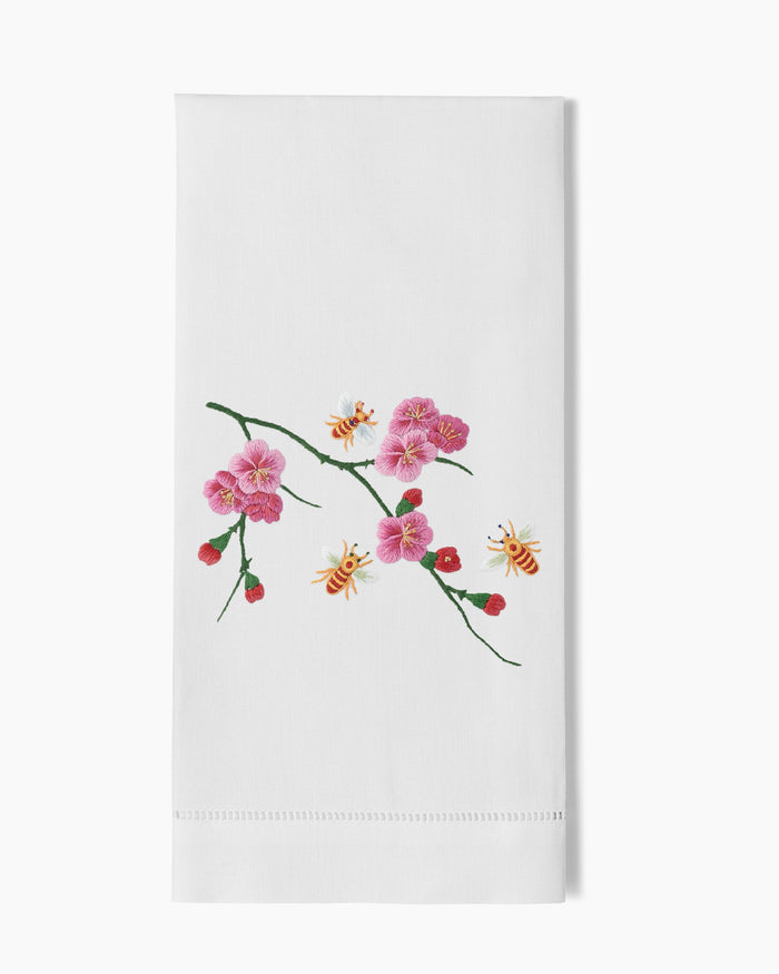 Photo of the Bees & Flowers Hand Towel ensemble.