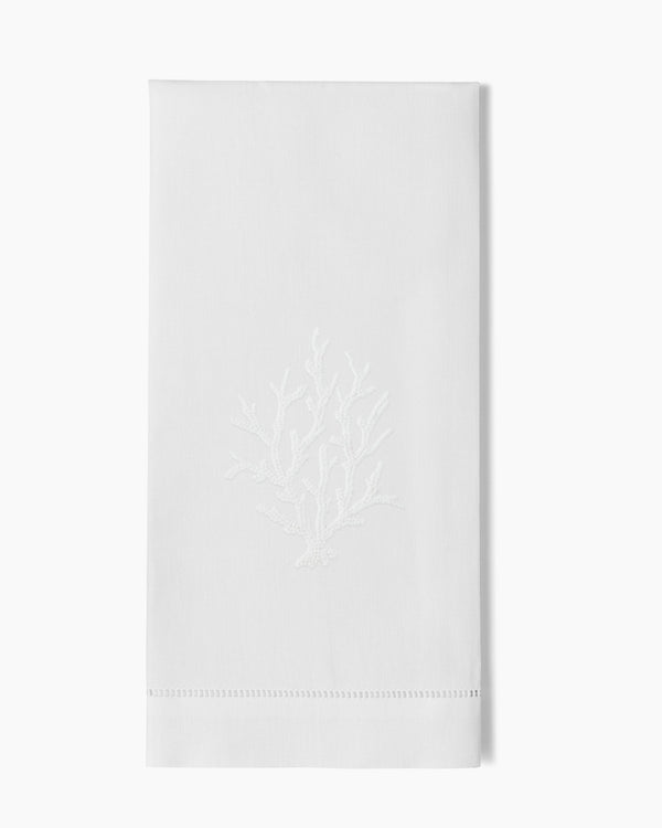 Photo of the Coral Knot White Hand Towel ensemble.